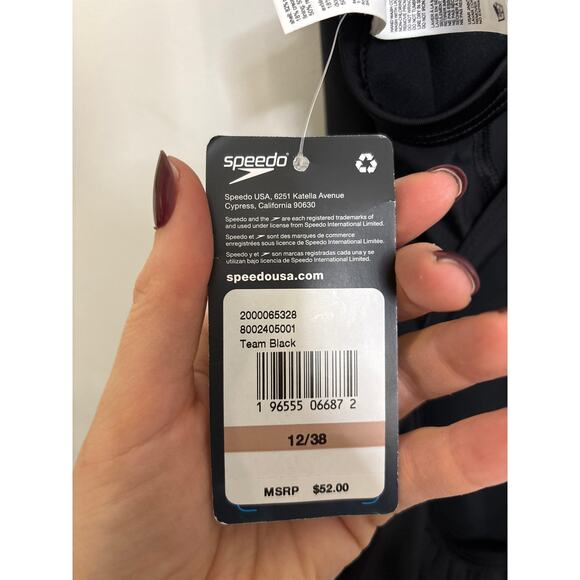 Speedo Swimsuit Women 12/38 Black ProLT Super Pro Solid One Piece Cross Back NWT - Picture 4 of 8